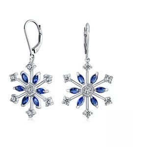 BLING JEWELRY Frozen Winter Holiday Party Snowflake Dangle Drop Earrings